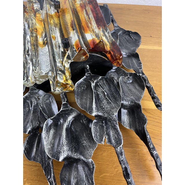 1960s Wrought Iron and Glass Wall Lamps, 1960s, Set of 2 For Sale - Image 5 of 9