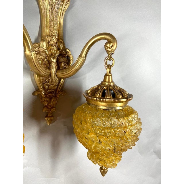 Metal 1980s French Louis XVI Gold Bronze Crystal Wall Lamps/ Sconces -Pair For Sale - Image 7 of 14