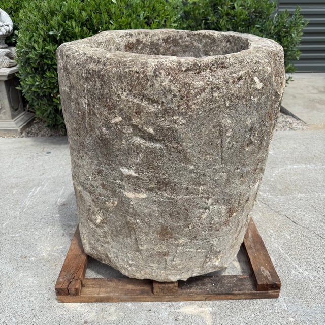 Early 20th Century Antique Limestone Trough 51626k 22" Dia For Sale - Image 5 of 7