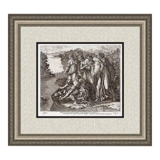Antique 1649 Nicolas Chaperon Engraving After Raphael – Baby Moses in the Nile For Sale