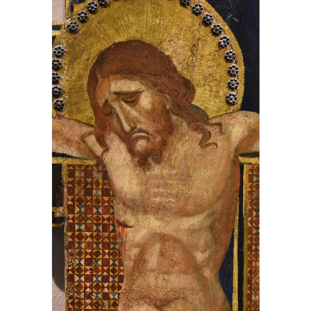 Early 19th Century Religious Artist, 14th Century Style Crucifix, Tempera on Panel For Sale - Image 5 of 16
