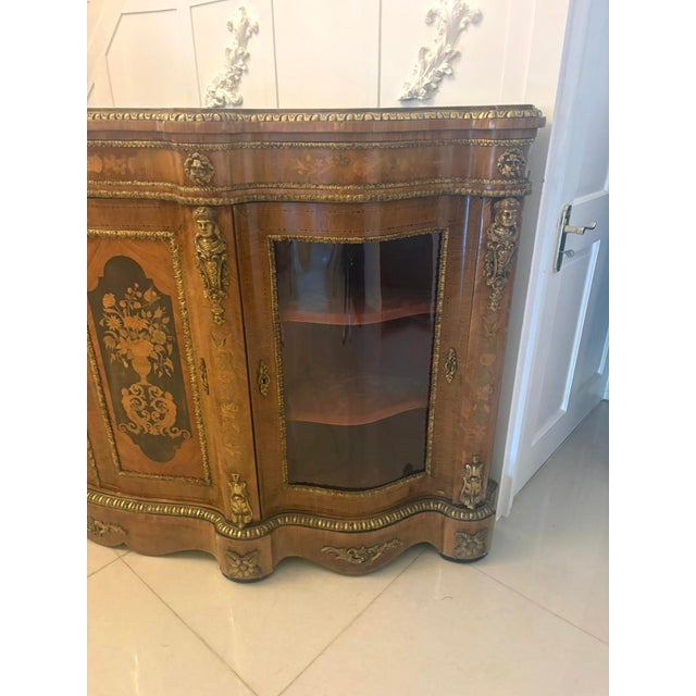 Antique Serpentine Marquetry 4-Door Credenza, 1860s For Sale - Image 12 of 18