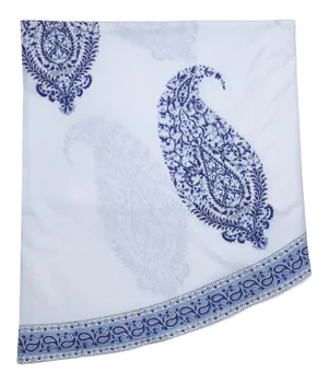 Malabar Large Paisley Round Tablecloth, 90-inch - Deep Blue