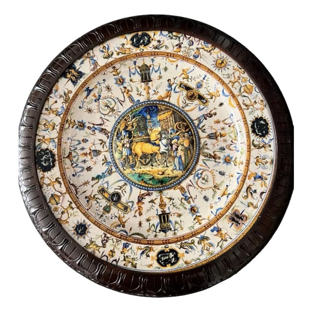 Large Plate in Cantagalli Porcelain, Italy, 19th Century For Sale