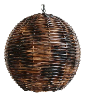 Modern Tropical Burnt Bamboo Globe Pendant Light Medium