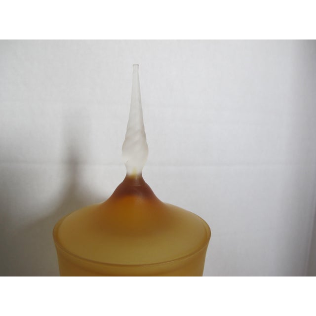 Stunning and exquisite covered apothecary jar from Italy. I love the satin glass, the swirl satin stem and color of this...