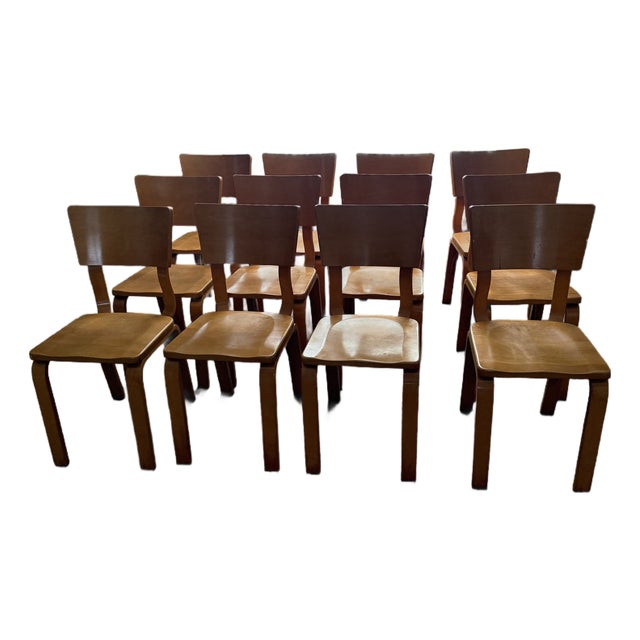 12 Rare Vintage Thonet Beech Bentwood "Saddle Seat" Dining Chairs 1940's For Sale