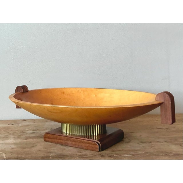 Art Deco Vintage Postmodern Carved Wooden Centerpiece Bowl For Sale - Image 3 of 7