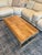 West Elm West Elm Solid Wood & Antique Brass Geometric Coffee Table For Sale - Image 4 of 6