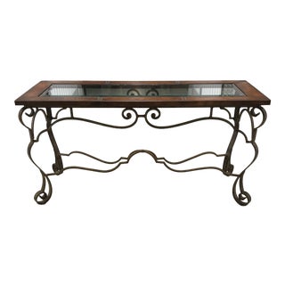 Thomasville Leather and Iron Console Table For Sale