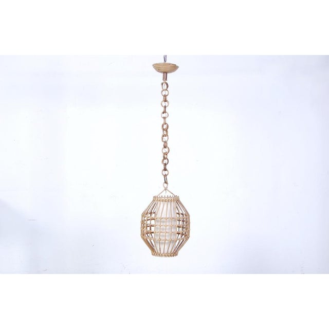 Oval Mirror Set and Bamboo Chandelier attributed to Franco Albini, 1960s, Set of 2 For Sale - Image 16 of 18