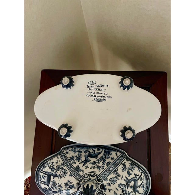 Painted Blue and White Footed Ceramic Box For Sale In New York - Image 6 of 6