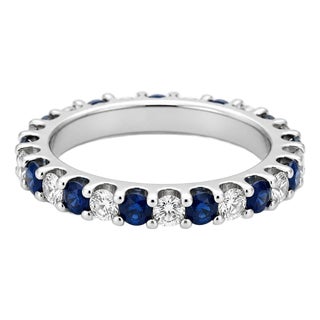 14k White Gold Ring Sapphires Eternity Band, Size 6 For Sale