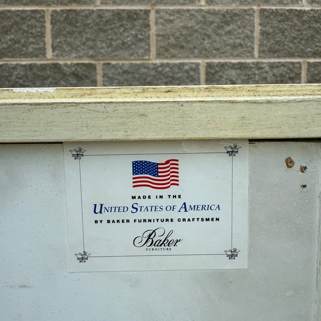 Vintage Baker Furniture Neoclassical Tambour Door Media Credenza in Toupe For Sale - Image 15 of 17