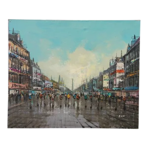 Mid 20th Century E Vitti Paris French Impressionist Paris Street Scene Cityscape Oil Painting