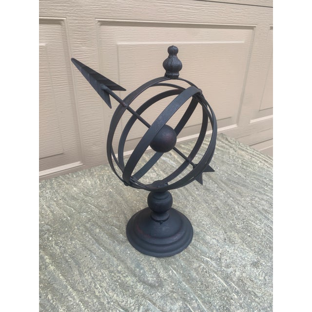 Black Iron Armillary Globe Sculpture – Traditional Landscape & Garden Decor For Sale - Image 4 of 10