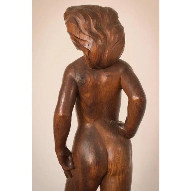 Wood Carved Female Nude with Stand For Sale - Image 12 of 17
