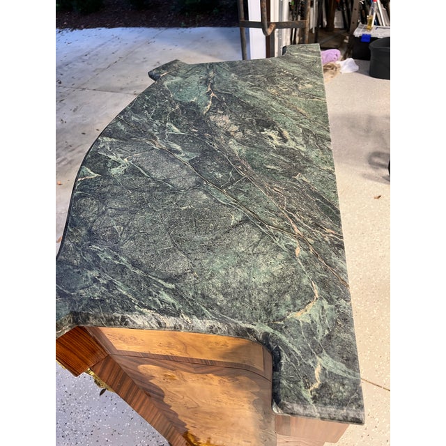 Late 19th Century Antique Victorian-Style Sideboard, Featuring Burr Walnut With Marquetry Inlay, Ormolu (Gilt Bronze) Mounts, and a Marble Top. For Sale - Image 5 of 12