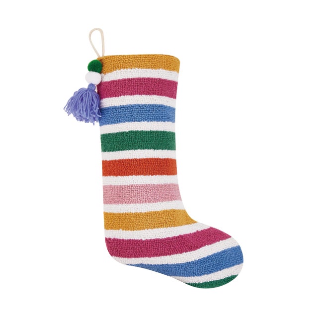 100% wool hooked stocking with cotton/velvet blend backing. A festive way to spruce up your home for the holidays or would...