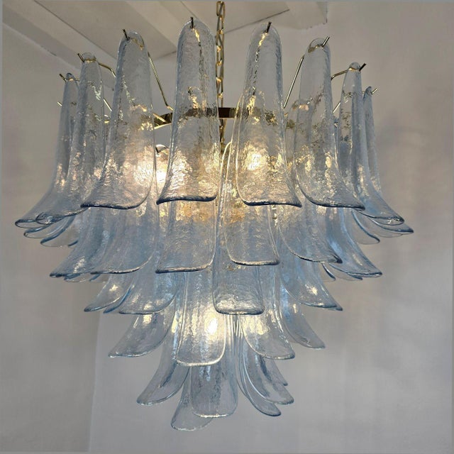 Metal 1980s Pastel Blue Murano Glass Petal Chandelier For Sale - Image 7 of 13