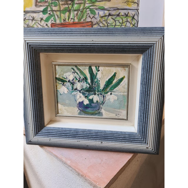 Olive Snowdrops Still Life, 1990s, Oil on Board, Framed For Sale - Image 8 of 9