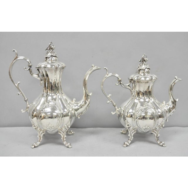 Vintage Reed & Barton Winthrop Shield 1795 E Silver Plated Tea Set - 6 Pc Set. Listing includes (1) large oval twin handle...