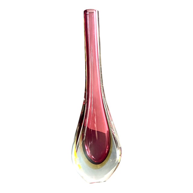 Bordeaux Murano Ampolla Yellow Vase, 1960s For Sale