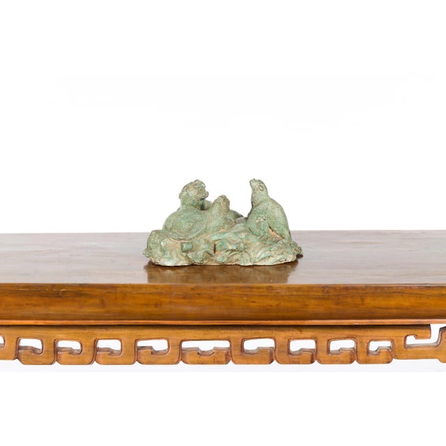 Contemporary Lost Wax Cast Bronze Sea Lion Sculpted Group with Verde Patina For Sale - Image 4 of 12