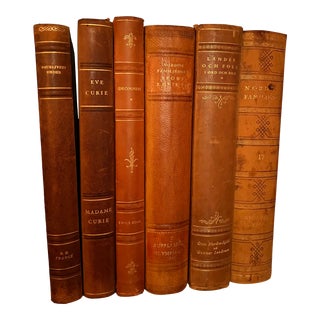 Vintage Swedish Leather-Bound Books - Set of 6 For Sale