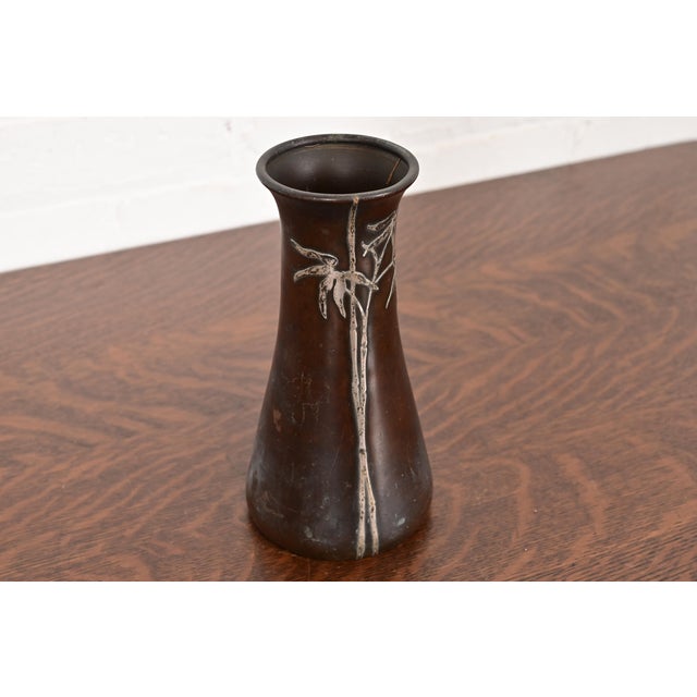 Heintz Art Metal Shop Heintz Arts & Crafts Sterling Silver on Bronze Vase For Sale - Image 4 of 12