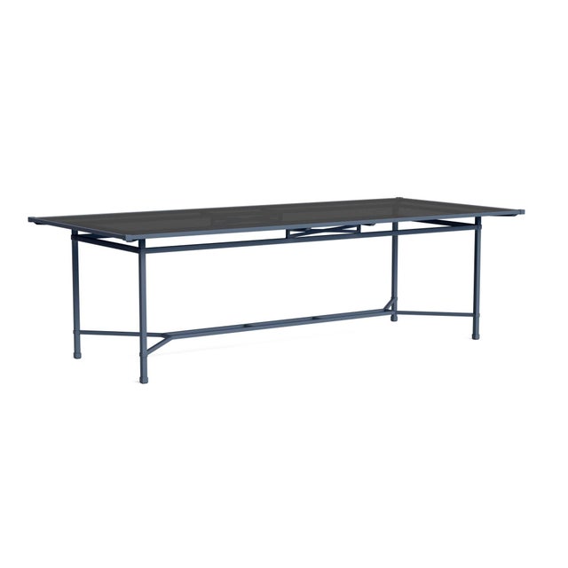 Brown Jordan Venetian 44" x 98" Dining Table - Glass Top in Sapphire For Sale