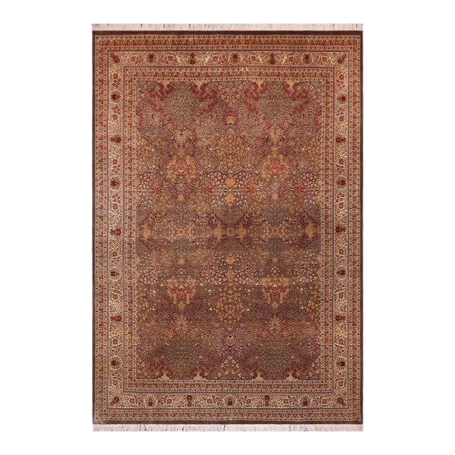 Beautiful 1990's Pak-Persian Brown/Ivory Wool Rug - 9'1'' X 12'0'' For Sale