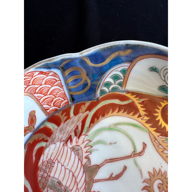 Ceramic Antique Japanese Imari Porcelain Dish With Phoenix and Gilt, Late Edo / Early Meiji For Sale - Image 7 of 13