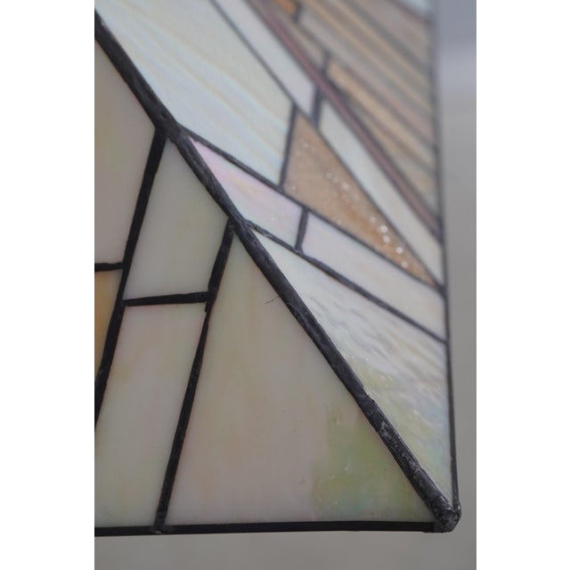 1980s Mission Arts & Crafts Style Floor Lamp W. Art Glass Shade For Sale - Image 10 of 12