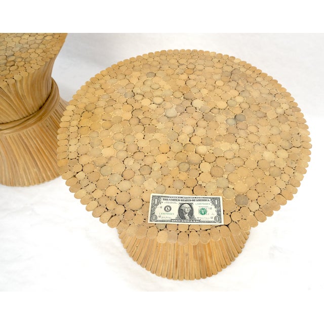 Pair of Sheaf of Wheat 26" Round Side End Table Stands Pedestals MINT For Sale - Image 17 of 17