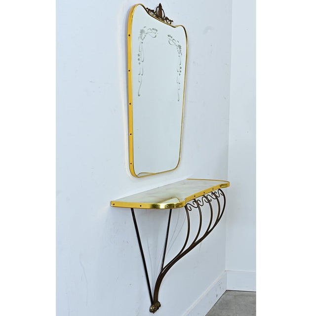 French Mid Century Mirror and Console Set For Sale In Baton Rouge - Image 6 of 17