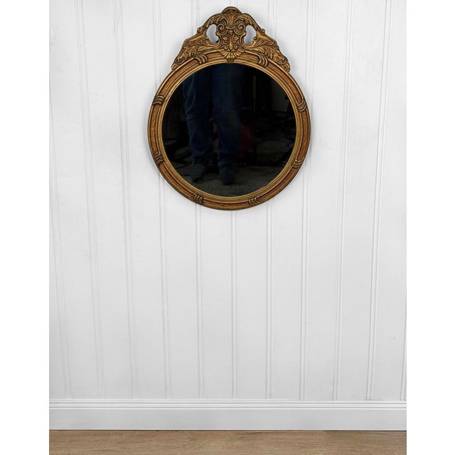 Victorian Antique Victorian Rococo Gilt Wood Gold Round Mirror For Sale - Image 3 of 11