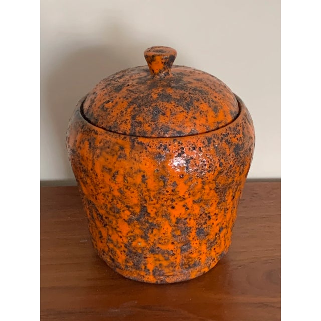Orange Mid-Century Italian Orange Ceramic Jar For Sale - Image 8 of 8
