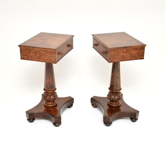 Antique William IV Burr Walnut Side Tables, 1830s, Set of 2 For Sale - Image 3 of 14