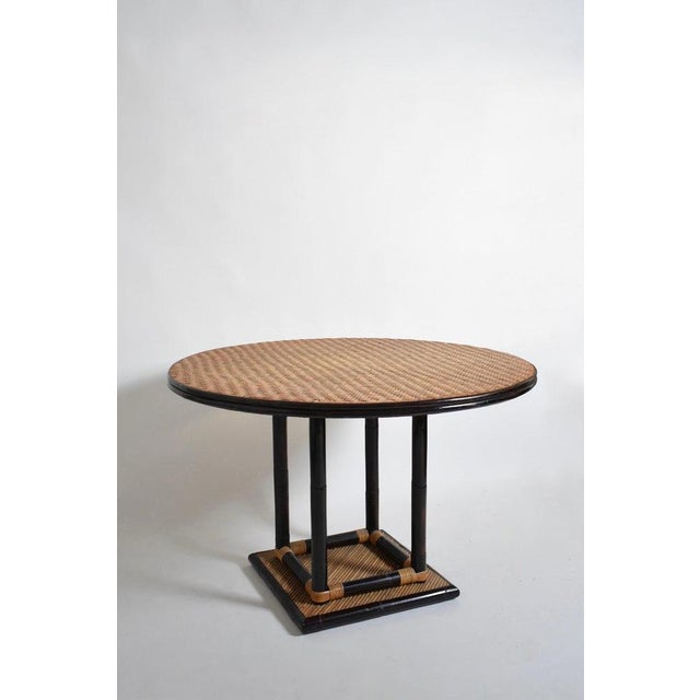 Vintage Round Rattan Dining Table, 1970s For Sale - Image 4 of 7
