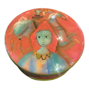 1960s Mid-Century Modern Ceramic Lidded Box by Polia Pillin Great Color & Horse