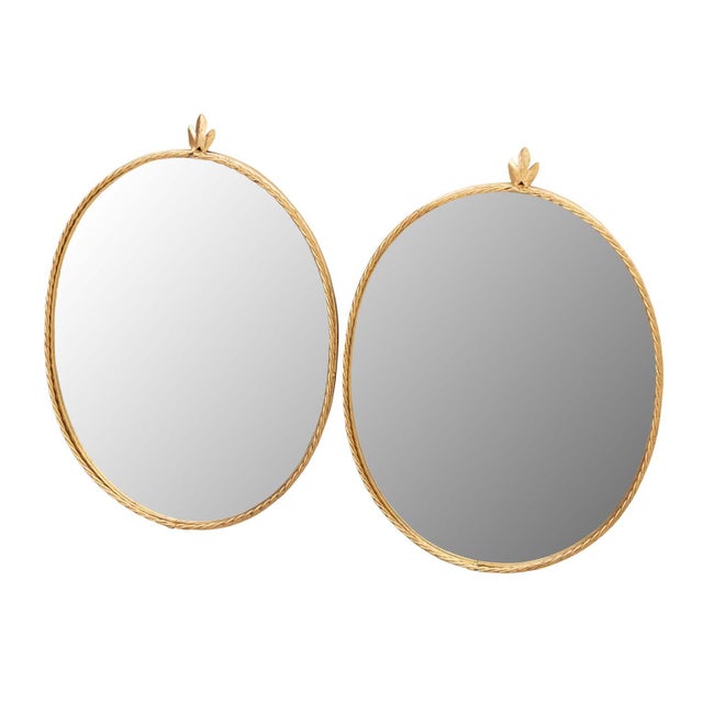 Hollywood Regency Pair Italian Iron Gilt Rope Mirrors For Sale - Image 3 of 13