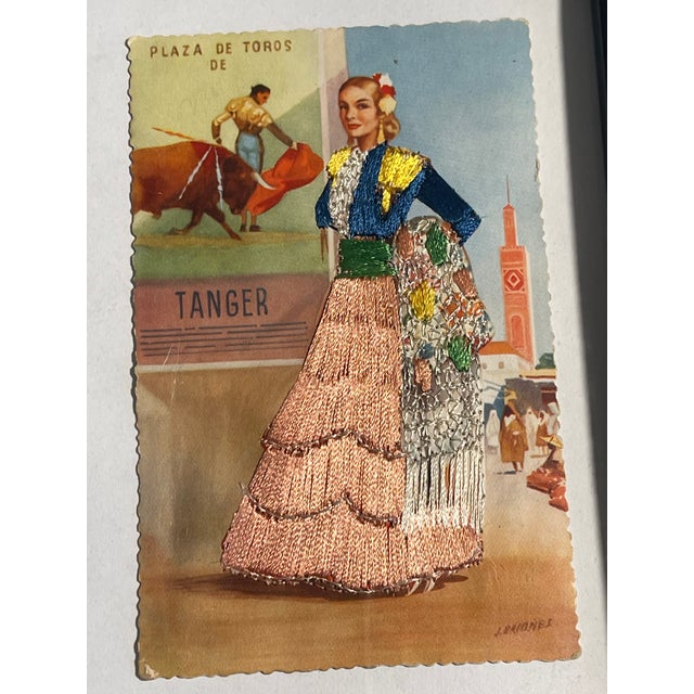 Black Antique Spanish Embroidered Postcards Framed - Set of 3 For Sale - Image 8 of 8