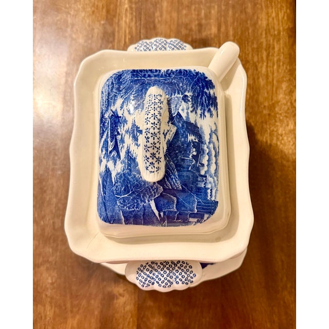 Trimont Ware Blue and White Castle Transfer Tureen Set - 3pcs For Sale - Image 10 of 12