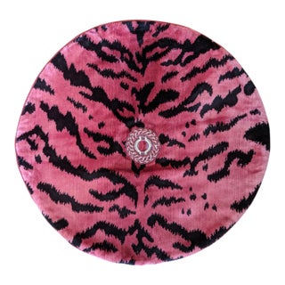 Custom Pink Scalamandre Le Tigre Reversible Round Table Topper For Sale