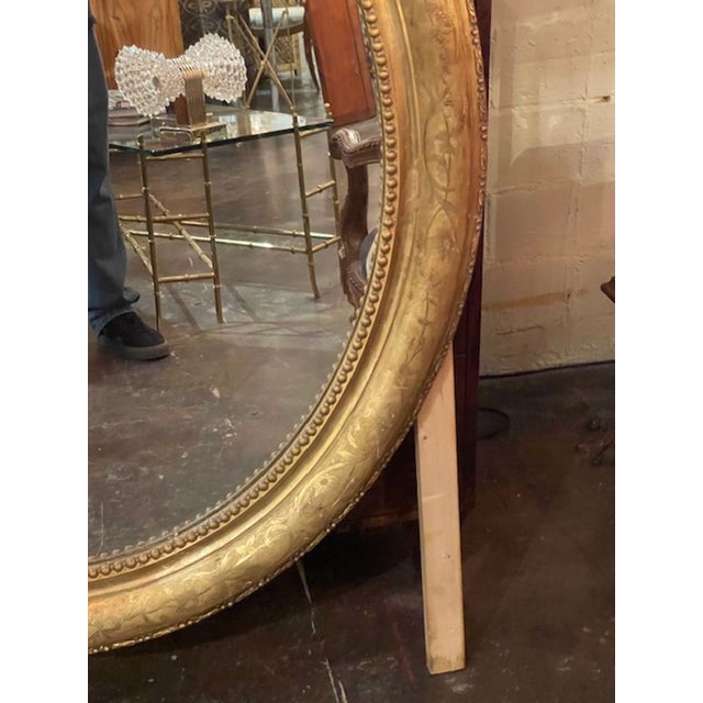 Gold 19th C. French Louis XV Oval Giltwood Mirror For Sale - Image 8 of 9