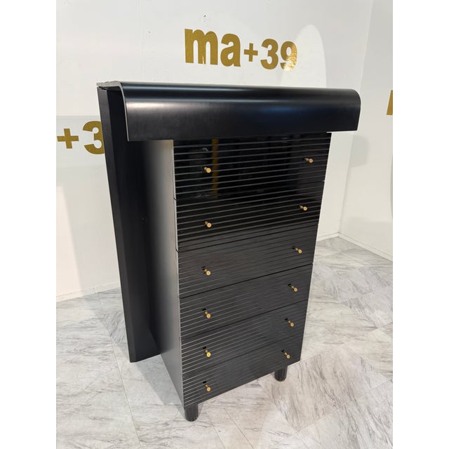 1960s 1960s Pierre Cardin Black Lacquered Commode With Brass Details For Sale - Image 5 of 16