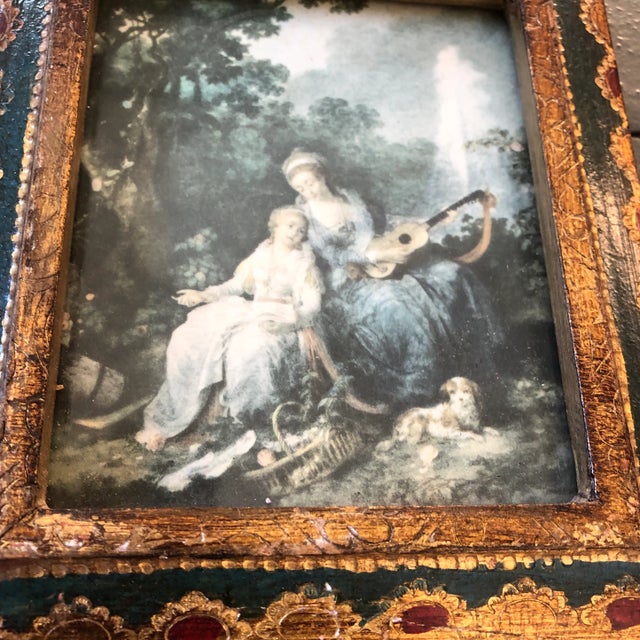 1950s Vintage Miniature Venetian Framed Classical Prints a Pair For Sale - Image 5 of 7