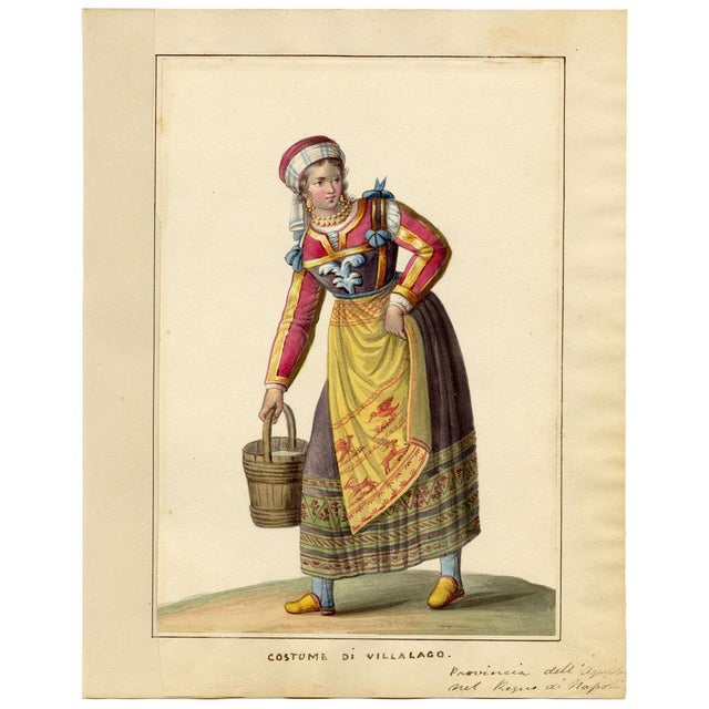 Michela De Vito, Costume of Villalago, Province of l'Aquila in the Kingdom of Naples, 1800s, Paper For Sale - Image 4 of 7