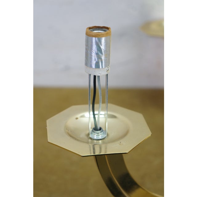 Vintage Brass 6 Arm Hollywood Regency Geometric Chandelier Pendant Light 24" For Sale - Image 6 of 18